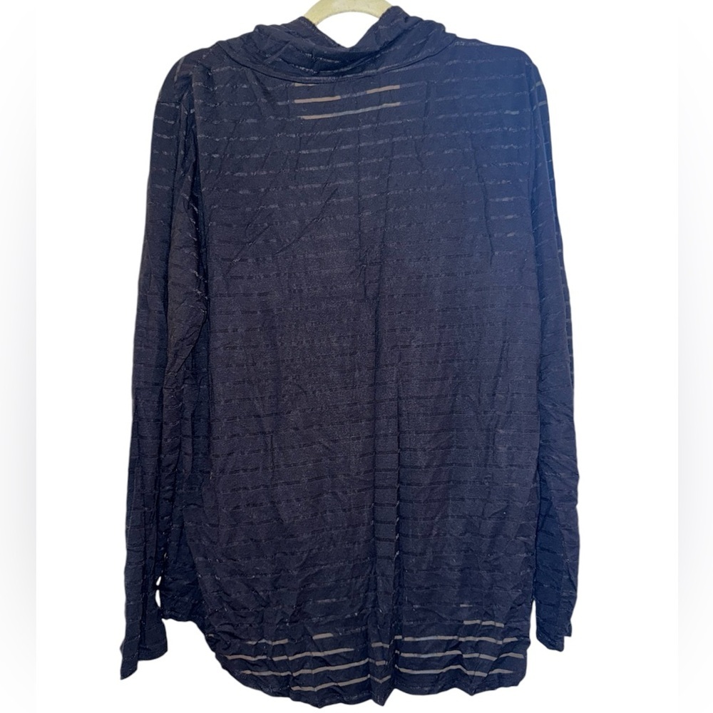 Chelsea & Theodore Black Striped Mock Neck Sweatshirt XXL - Picture 2 of 3